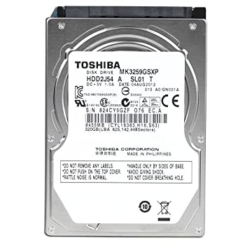 【中古】【39shop】東芝★toshiba 2.5インチ 内蔵 ハードディスク 320GB SATA 3Gb/s 5400rpm キャッシュ 8GB 9.5mm 非AFT 512セクター hdd MK3259GSXP(良い)|アトリエ絵利奈