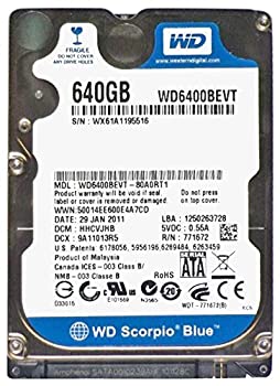 【中古】【未使用】WESTERN DIGITAL 2.5インチ内蔵HDD 640GB Serial-ATA3.0Gb 5400rpm 8MB WD6400BEVT