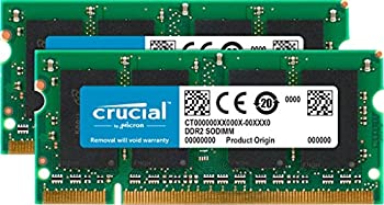 【中古】【未使用】Crucial [Micron純正] ノートPC用増設メモリ 4GB kit (2GBx2) DDR2-667 (PC2-5300) CL5 SODIMM 200pin CT2KIT25664AC667 [並行輸入品]