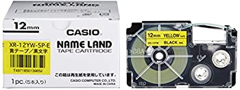 【中古】カシオ 下げ札ともし火 名まえ地びた 完全無欠 磁気テープ 12粍 XR-12YW-5P-E 黄地に黒文字 5本
