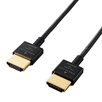 【中古】エレコム HDMI ケーブル 1.5ｍ プレミアム 4K2K/60p HDR スーパースリムコネクタケーブル仕様 ブラック DH-HDP14SS15BK