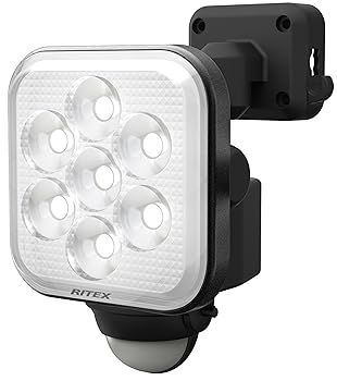【中古】ムサシ RITEX フリーアーム式LEDセンサーライト(8W×1灯) 「コンセント式」 防雨型 LED-AC1008