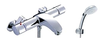 【中古】LIXIL(リクシル) INAX 浴室用 壁付 サーモスタット付シャワーバス水栓 アウゼ エコフルスイッチシャワー メッキ BF-A147TNSCW