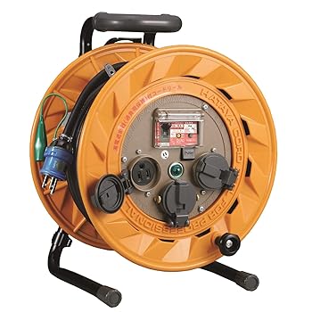 【中古】ハタヤ (HATAYA) コードリール 屋内用 100V型 絶縁性樹脂ドラム コード50m 太さ2.0? 漏電遮断器 接地付 ニュートビプラグ仕様 温度センサー内蔵