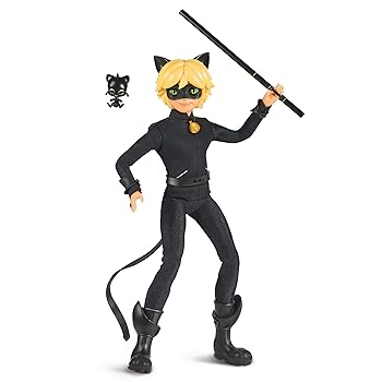 【中古】Miraculous ミラキュラス レディバグ & シャノワール 10.5インチ約26cm アクションドール シャノアール Cat Noir Chat Noir with プラッグ黒猫画像