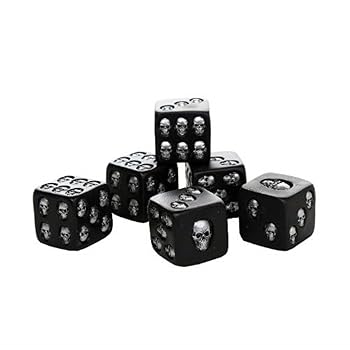 【中古】Decorative Black Skull Dice of Death 3.8cm Each Set of 6