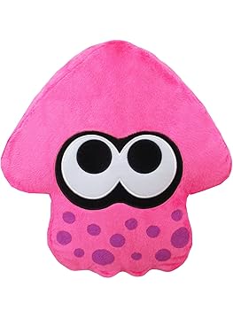 【中古】Splatoon2座布団 いかネオンサクラ色 ぬいぐるみ 高さ35糎 その他-パソコン・周辺機器
