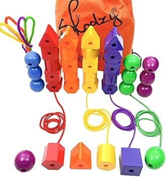 【中古】Primary Stringing Bead Set with 36 Jumbo Sized Lacing Beads for Babies and Toddlers with 4 Strings & Tote - Montessori Toys for Fine Mo 8,429円