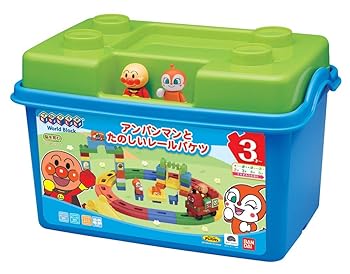 【中古】BlockLabo ブロックラボ アンパンマンとたのしいレールバケツ