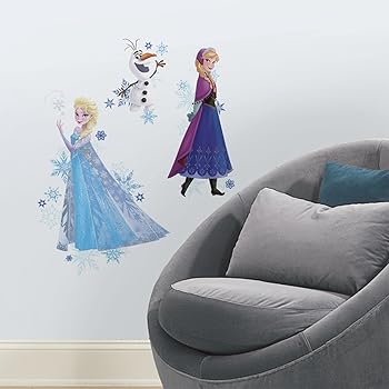 【中古】RoomMates RMK2771結核症 Frozen Anna, Elsa, and Olaf Peel and Stick Giant Wall Decals, 18\