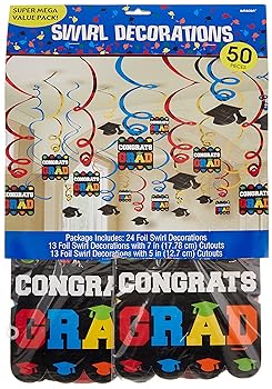 【中古】【39shop】卒業おめでとう。卒業パーティ用★帽子と渦のシーリングデコレーション 紙製 50個入り(非常に良い)｜アトリエ絵利奈