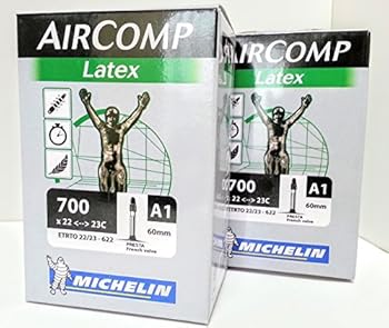 【中古】2本書き割り ミシュラン Michelin 乳状液熱電子管 700C 仏式 AIRCOMP Latex A1 700×22/23c弁膜長60粍 [並行輸入品]