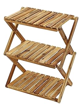 【中古】キャプテンスタッグCAPTAIN STAG キャンプ ベランダ 収納棚 木製3段ラック MOVEラック W460mm 高さ2段階調節可能 CSクラシックス UP-2584