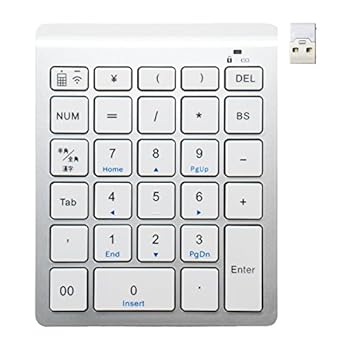 【中古】ミヨシ MCO Windows用 ワイヤレステンキー 2.4GHz接続 5列・28キー アイソレーション式 シルバー TEN24G01/SL