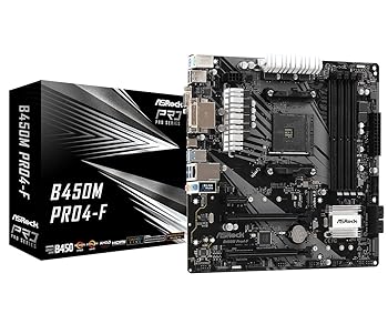 【中古】ASRock B450M PRO4-F ソケット AM4/ AMD Promontory B450/ DDR4/ Quad CrossFireX/ SATA3&USB3.1/ M.2/ A&GbE/MicroATXマザーボード