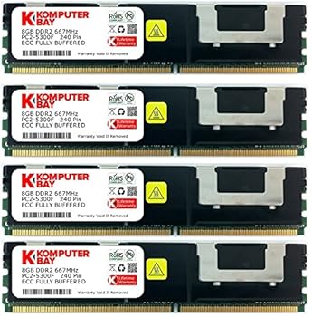 【中古】Komputerbay 32GB 4x 8GB DDR2 マイコン2-5300F 667MHz CL5 ECC Fully Buffered FB-DIMM 240 PIN w/Heatspreaders
