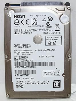 【中古】HCC547550A9E380,PN 0J15261,MLC DA3935, HGST 500GB SATA 2.5HardDrive by HGST