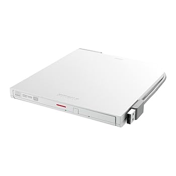 【中古】BUFFALO ポータブルDVDドライブ バスパワー不足時も安心「給電ケーブル」 国内メーカー USB2.0 ホワイト DVSM-PT58U2V-WHD