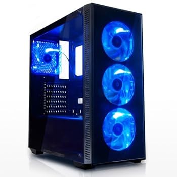 【中古】【39shop】サイズ★強化ガラス採用 ブルーLEDファン4基搭載 ATXミドルタワーPCケース（良い）｜アトリエ絵利奈