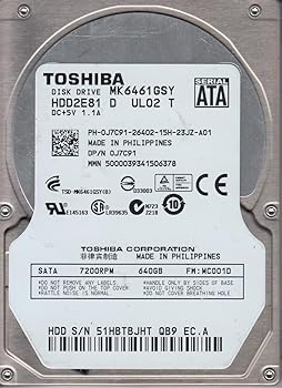 【中古】MK6461GSY、MC001D、HDD2E81 D UL02 T、東芝640GB SATA 2.5捉え所の無い運転