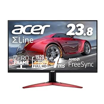 【中古】Acer ゲーミングモニター SigmaLine KG241YAbmiix 23.8インチ VA 非光沢 フルHD 75Hz 1ms VRB HDMI ミニD-Sub 15 広視野角178° スピーカー内蔵