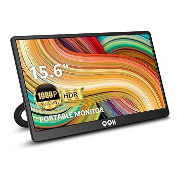【中古】Monitor, QQH 15.6\" Travel Monitor for Laptop 1080P FHD IPS Second Screen, Gaming Monitor, USB C HDMI External Monitor Display for Compu"