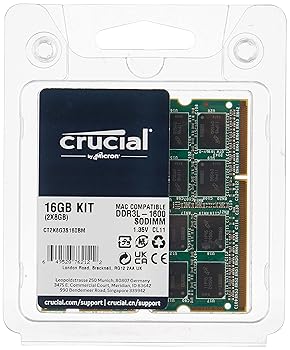 【中古】【39shop】Crucial★[Micron製Crucialブランド] DDR3 1600 MT/s PC3-12800 16GB kit 8GBx2 CL11 SODIMM 204pin 1.35V/1.5V for Mac CT2K8G3S160BM(非常に良い)｜アトリエ絵利奈
