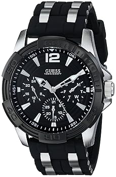 【中古】ゲス GUESS Men's U0366G1 Black Multi-Function Sporty Watch with Silver Interlinks 男性 メンズ 腕時計 並行輸入品