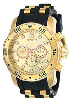 【中古】【39shop】インビクタInvicta★腕時計 17884 Pro Diver Chronograph Gold-Tone Dial Black Polyurethane メンズ 並行輸入品(良い)|アトリエ絵利奈