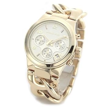 【中古】マイケルコース MICHAEL KORS 腕時計 シャンパン＆ゴールドカラーのチェーンブレスウオッチ MK3131 レディース 並行輸入品