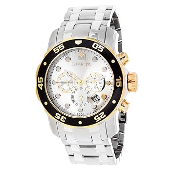【中古】Invicta Men's Pro Diver 80040 Silver Stainless-Steel Plated Swiss Parts Chronograph Dress Watch