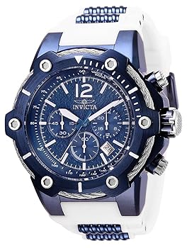 【中古】Invicta Men\u0027s BOLT Silicone Band Steel Case Flame-Fusion Crystal Quartz Blue Dial Analog Watch 28031