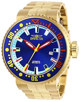 【中古】Invicta Men\u0027s 27665 Pro Diver Automatic 3 Hand Blue, Ocean Blue, Red, Yellow, Black, White Dial Watch