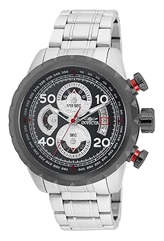 【中古】Invicta Men\u0027s Aviator Steel Bracelet \u0026 Case Quartz Gun Metal Dial Analog Watch 28145