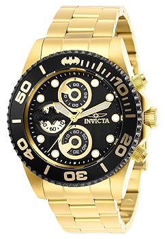 【中古】【39shop】Invicta★Men's DC Comics Gold-Tone Steel Bracelet & Case Quartz Black Dial Analog Watch 29060(良い)|アトリエ絵利奈