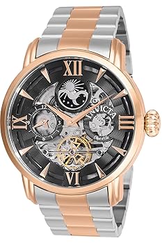 【中古】【39shop】Invicta★Men's Objet D Art Rose Gold-Tone Steel Bracelet & Case Automatic Black Dial Analog Watch 27579(非常に良い)｜アトリエ絵利奈