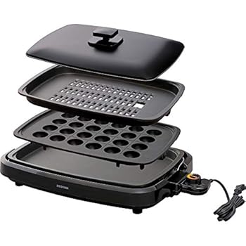 【中古】【39shop】アイリスオーヤマ★ホットプレート 煙が出にくい 大型 焼肉プレート 平面プレート たこ焼きプレート 3枚 減煙 蓋 ブラック APA-137-B（良い）｜アトリエ絵利奈 15,086円