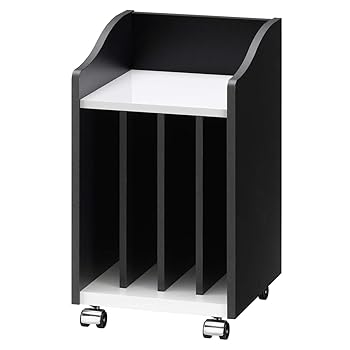 【中古】朝日木材加工 楽譜収納 PIANO WAGON 幅30cm 奥行29cm 高さ52cm ブラック×ホワイト 完成品 AS-PW30