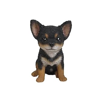 【中古】Hi-Line Gift Ltd. チワワ子犬像 庭に ブラック 87771-W