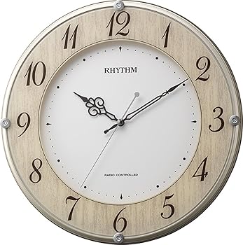 【中古】リズムRHYTHM 掛け時計 電波時計 静音 ライブリーナチュレ 木目仕上げ ф32.0×4.7cm 8MY506SR23