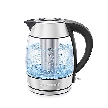 【中古】Chefman RJ11-17-TI Glass Kettle with Removable Tea Infuser, 1.8 L, Clear by Chefman