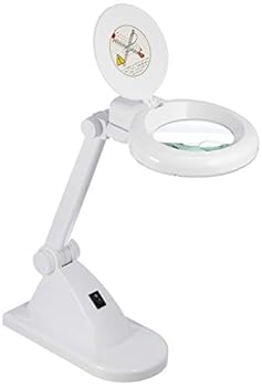 【中古】OHMルーペLEDスタンドライト エルズーム 品番07-6384 DS-L8092-2-W ホワイト