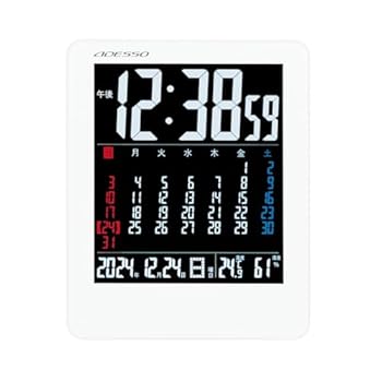 【中古】【39shop】ADESSOアデッソ★置き時計 電波 デジタル カラーカレンダー 電波時計 温度 湿度 曜日 日付表示 置き掛け兼用 ホワイト NA-929(非常に良い)|アトリエ絵利奈