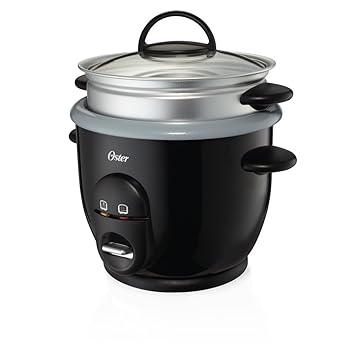 【中古】Oster チタン注入 DuraCeramic 6カップ 米&穀物調理器 スチームトレイ シルバー/ブラック CKSTRC61K-TECO
