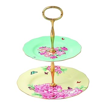 【中古】【39shop】Royal★Albert 40025889 2 Tier Blessings & Joy Mixed Patterns Cake Stand, Multicolor（良い）｜アトリエ絵利奈