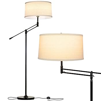 【中古】Brightech クラシックドラムシェードの立ち会い場照明ランプ 省エネ白熱電球付 古典派音楽黒いこと Ava LED Floor Lamp
