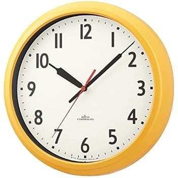 【中古】ノア　電波　アナログ　掛け時計　モーメンタムコパン マスタードイエロー