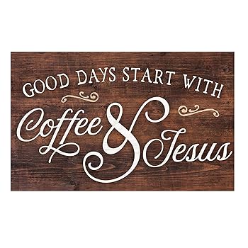 【中古】【39shop】Good★Days Start with Coffee & Jesus Brown 17 x 10.5 Wood Pallet Wall Plaque Sign（良い）｜アトリエ絵利奈