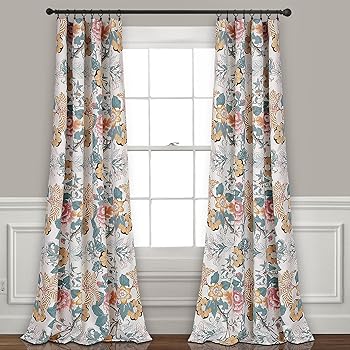 【中古】Sydney Room Darkening Window Curtain Panels Blue/Yellow Set 52x84