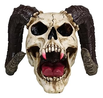 【中古】Ebros Large Bizarre Demonic Krampus Ram Horned Skull StatueゴシックFigurine Halloween Party Centerpiece